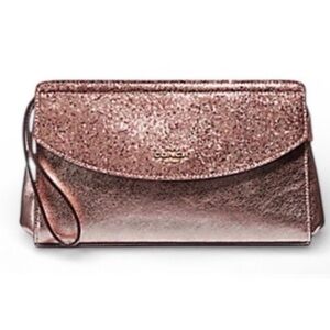 Coach metallic glitter flap clutch like new